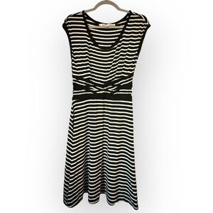 Max Studio Black and White Striped Midi Dress GUC Sz M